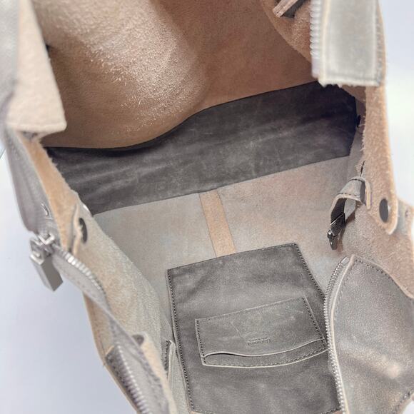 HAMMITT Oliver Zip Tote Womens Large Distressed Taupe Gray Studded Shoulder Bag - Picture 8 of 16